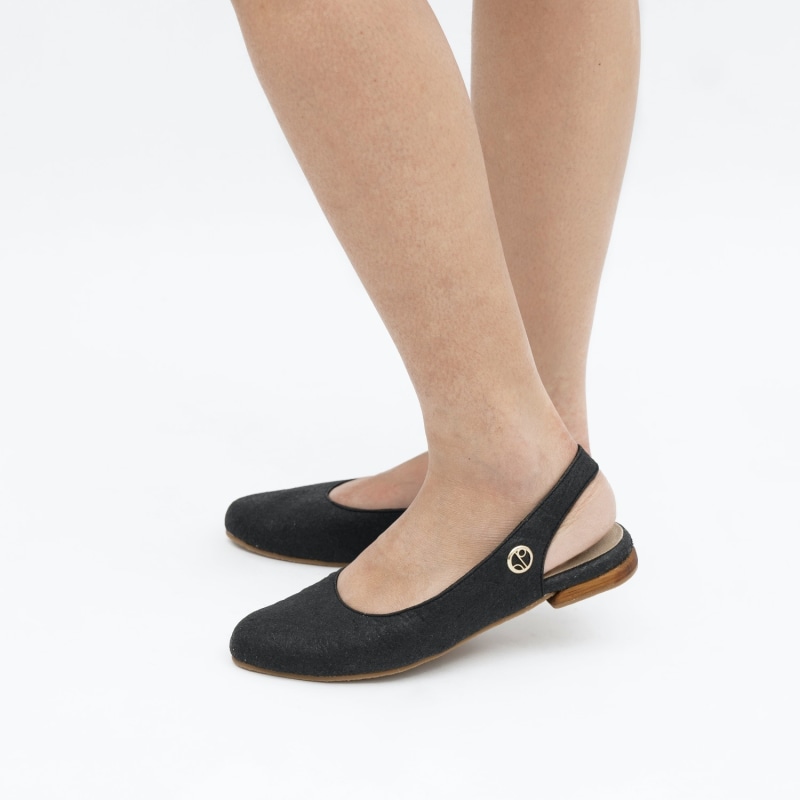 Thumbnail of Cannes Sling Back Flat Shoes In Charcoal Black image