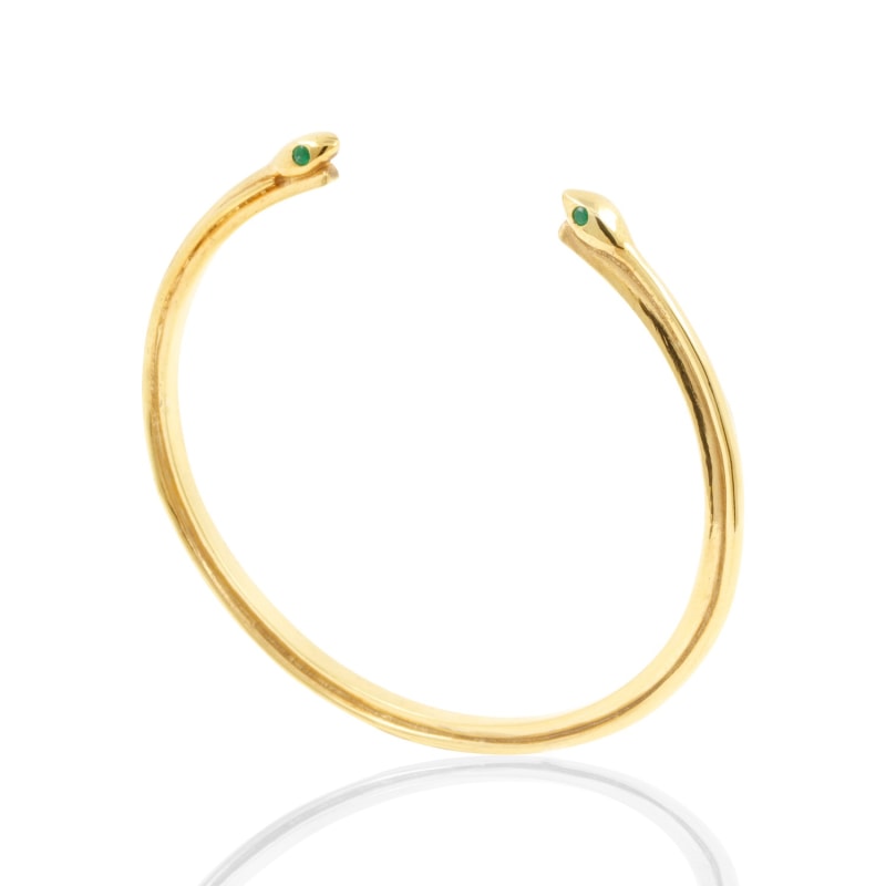 Thumbnail of Snake Emerald Bangle Gold image