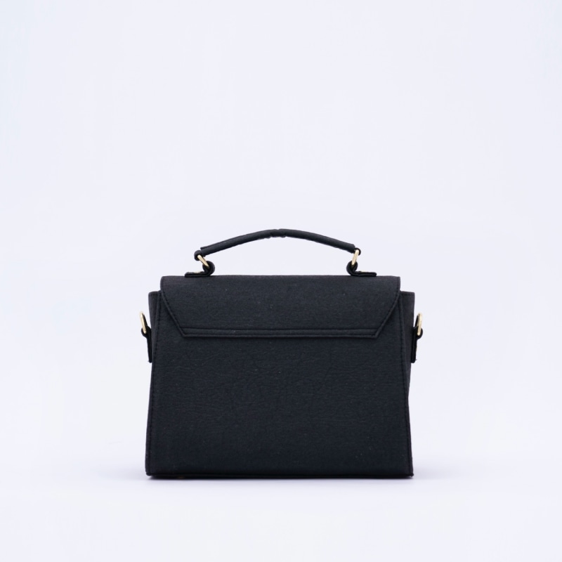 Thumbnail of London Piñatex Saddle Bag In Truffle Black image