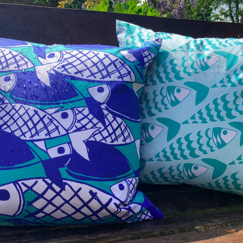 Thumbnail of Crosshatch Fish Outdoor Weatherproof Cushion image