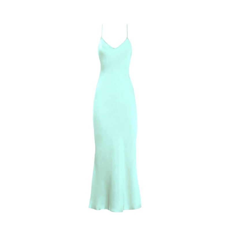 Thumbnail of V Silk Slip Dress - Sea Green image