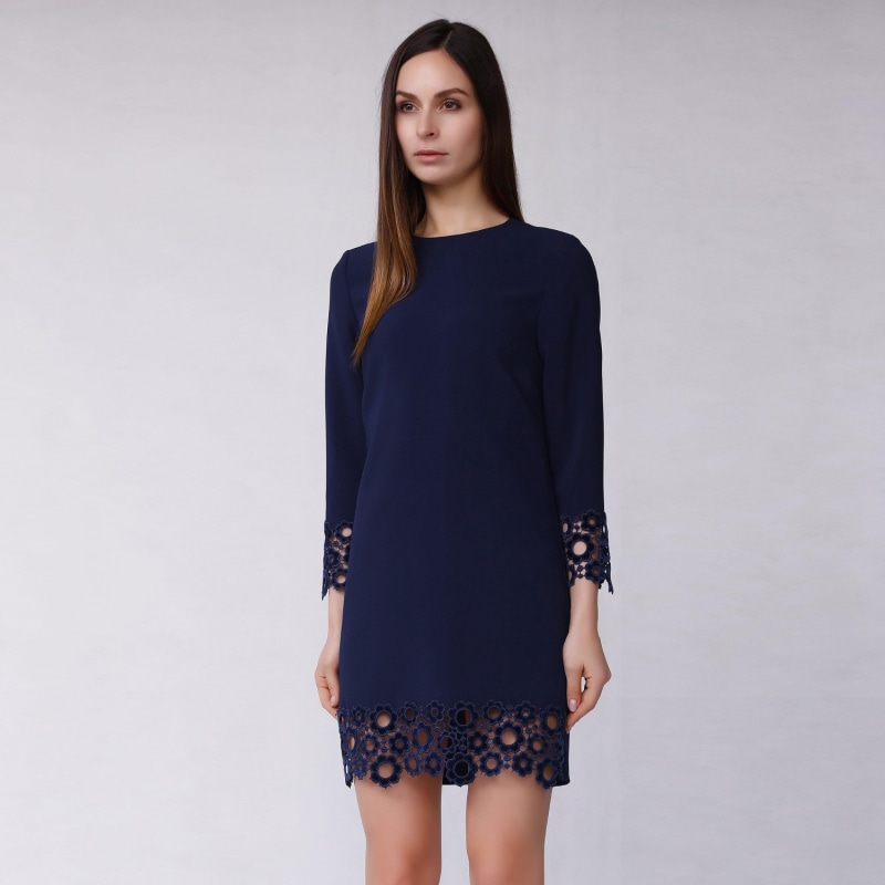 Navy lace shift dress cheap