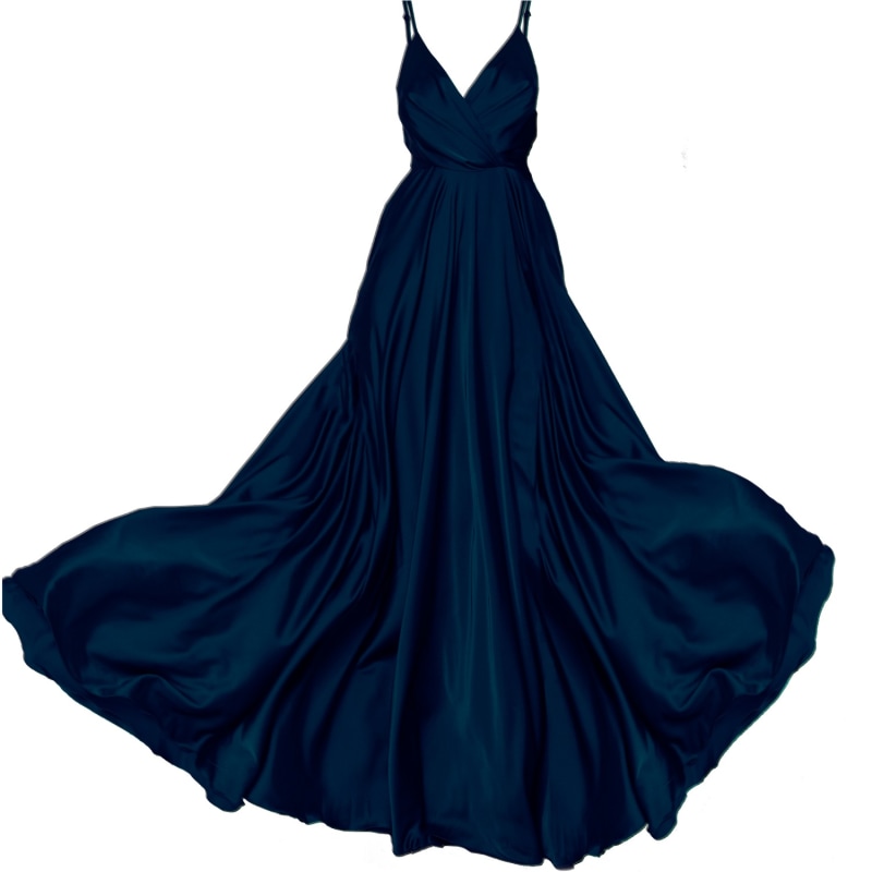 Thumbnail of Satin Long Dress Navy Blue image