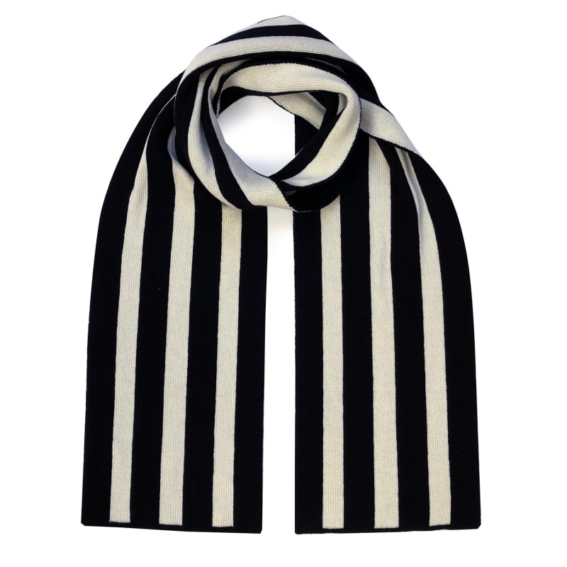 Stripes Wool Cashmere Scarf Black INGMARSON Wolf Badger