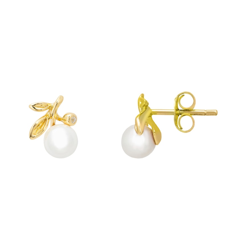 Thumbnail of Rosebud Pearl Stud Earrings Gold image