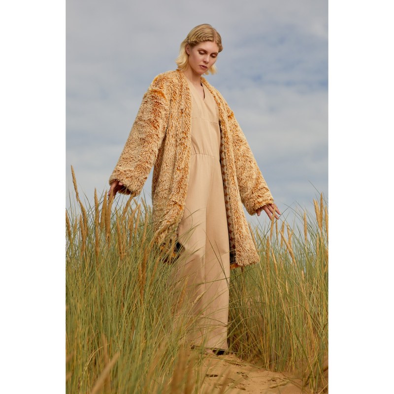 Thumbnail of Anja Faux Fur Coat Mustard image