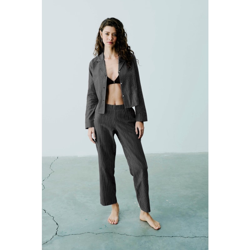 Thumbnail of Joaquin Striped Viscose Suit Black image