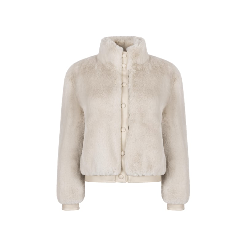 Neutral faux fur jacket best sale