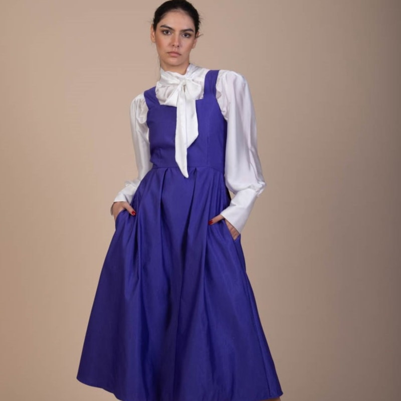 Midi pinafore dress on sale