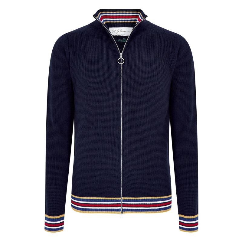 Thumbnail of Navy Extrafine Merino Textured Bomber Jacket image