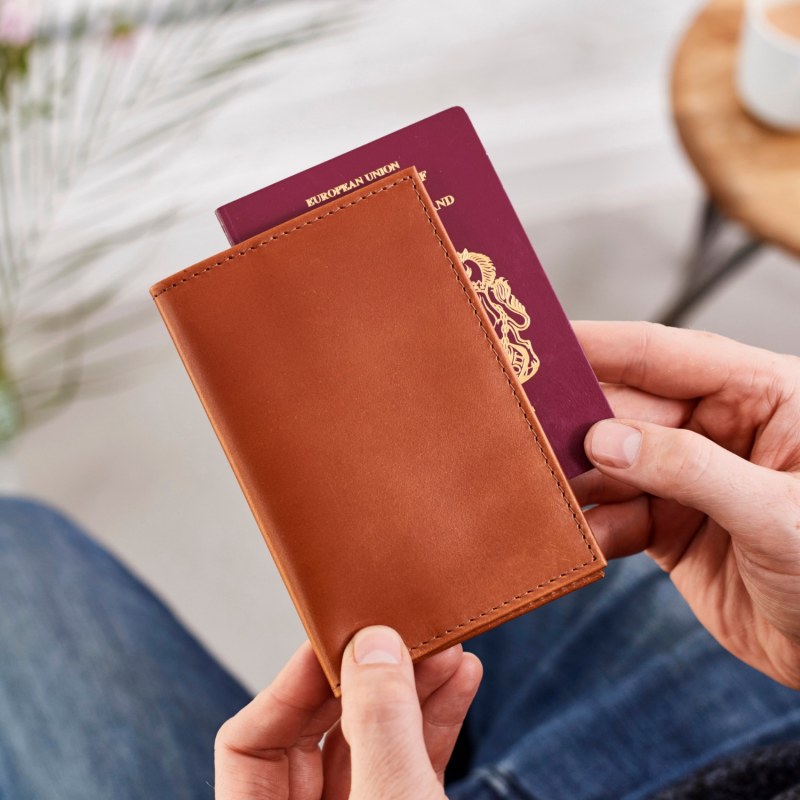 Thumbnail of Classic Tan Leather Passport Cover image