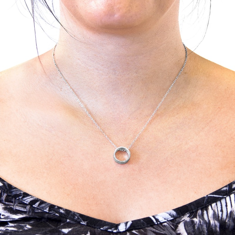 Thumbnail of Abbott Round Mini Geometric Silver Necklace Pendant image