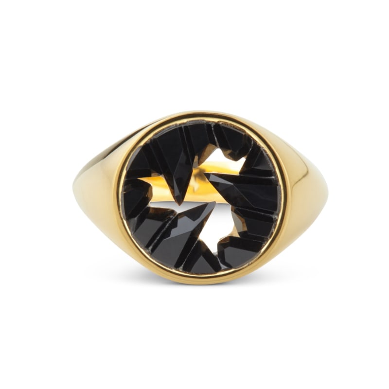 Snake Signet Black Onyx  Gold Ring, Brooklyn Jewelry – www.