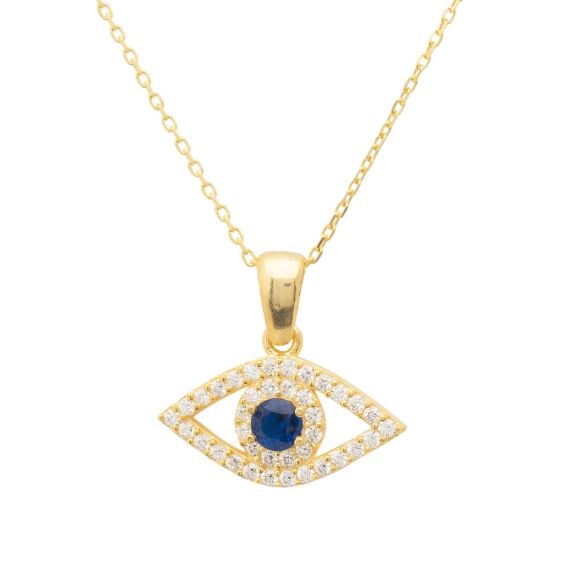 Hamsa Hand With Evil Eye Pendant Necklace Gold by LATELITA