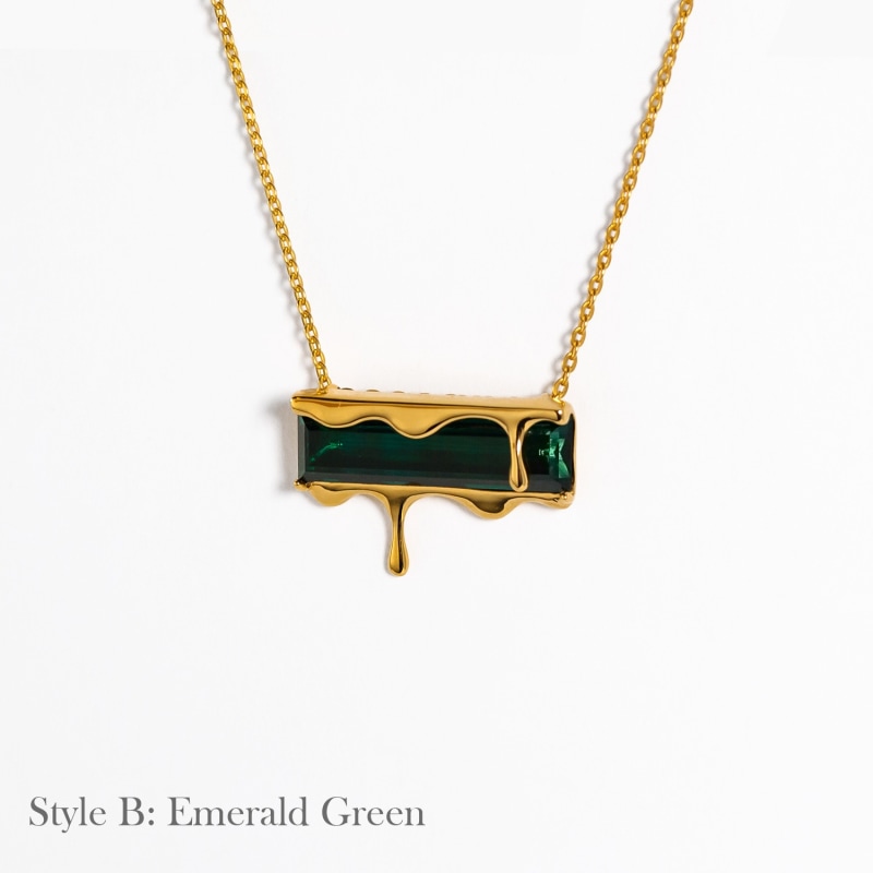 Thumbnail of Dripping Gemstone Gold Vermeil Pendant Necklace image