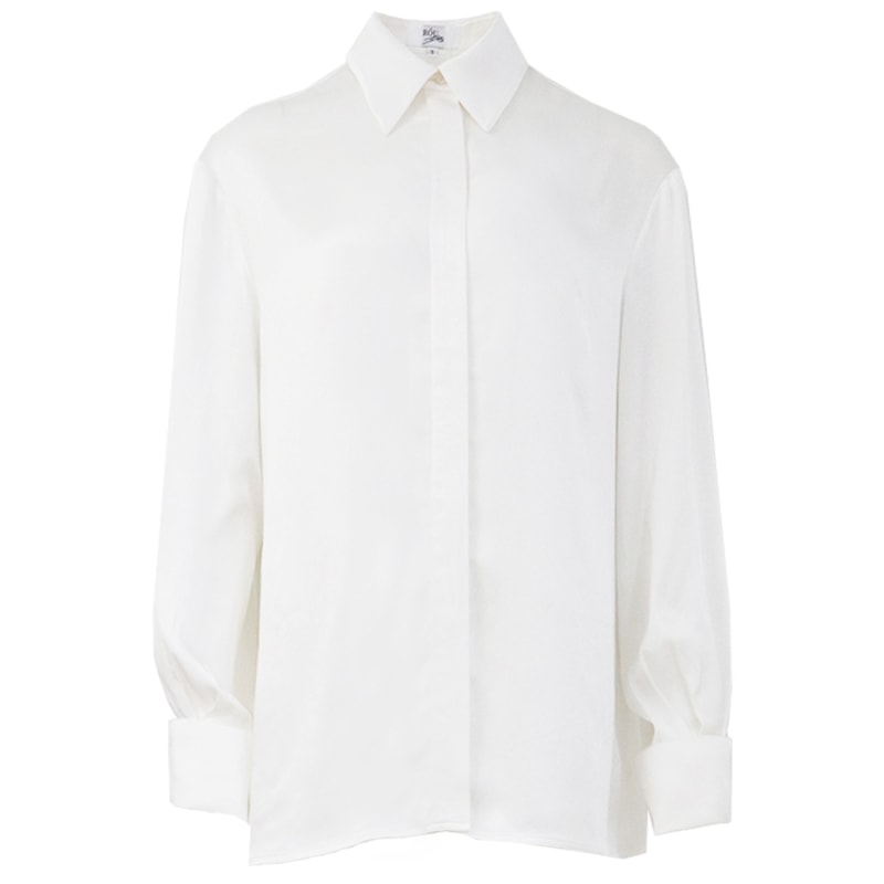 Thumbnail of Luna Satin Shirt - Pearl White image