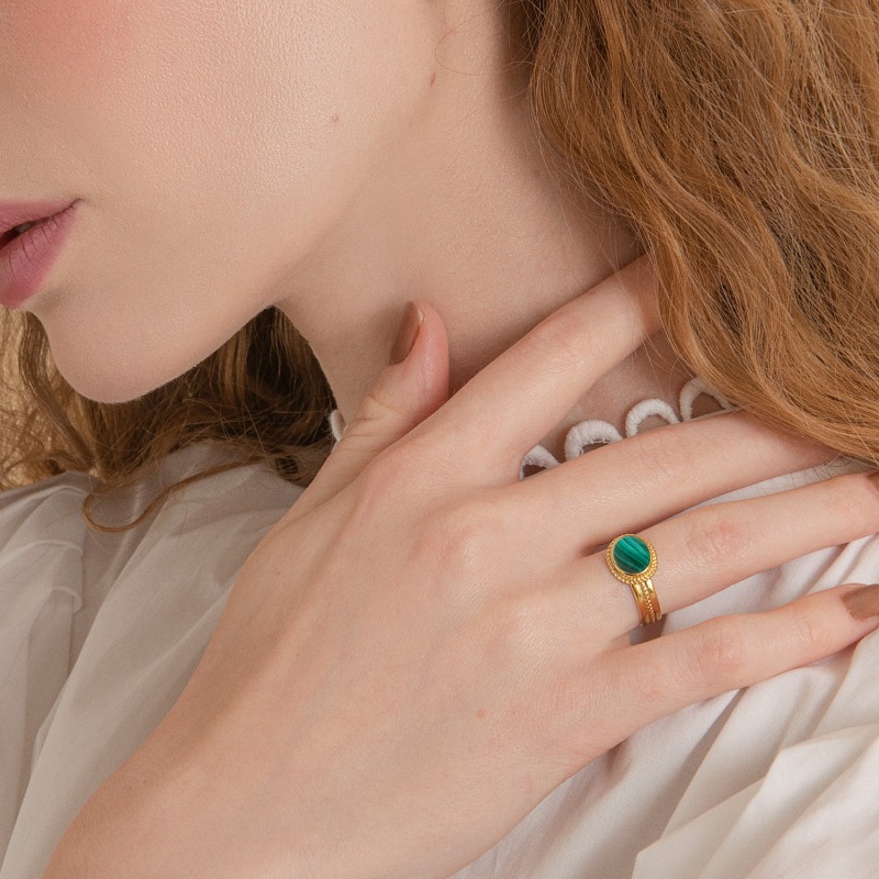 Thumbnail of Fascetta Gold-Plated Malachite Ring image