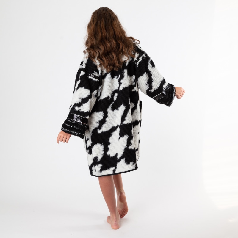 Thumbnail of Farrah - Black And White Long Line Wool Jacket image