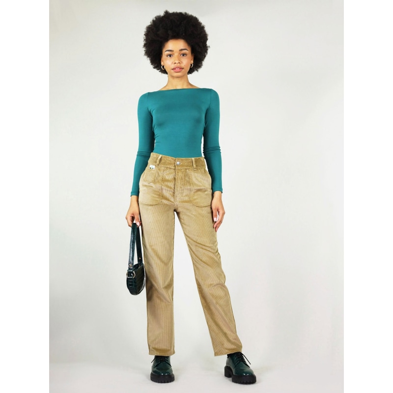 Corduroy High Waisted Trousers In Beige by blonde gone rogue