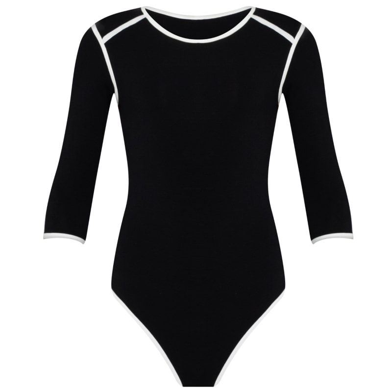 Thumbnail of Girl Two-Tone Eco Bodysuit In Black image