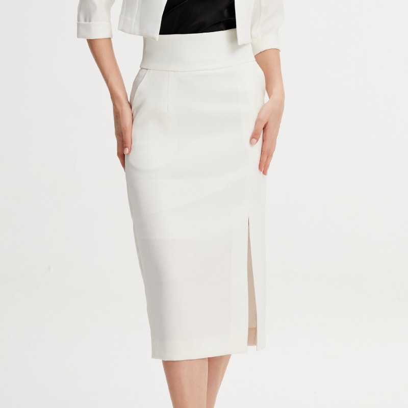 Front Slit Pencil Skirt by Smart and Joy