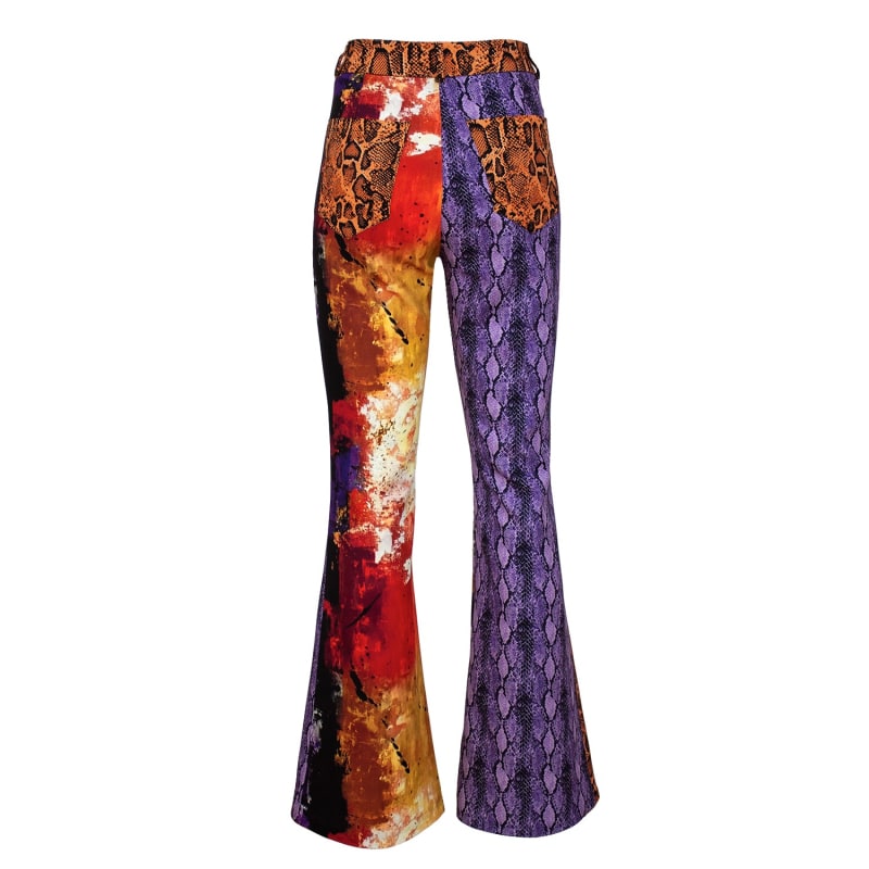 Thumbnail of Colorful Print Patchwork Flared Pants image