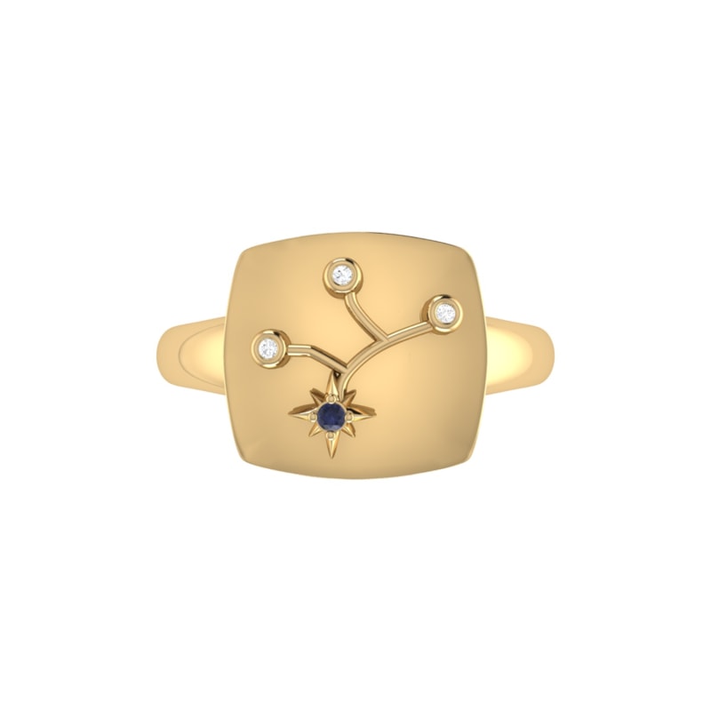 Thumbnail of Virgo Maiden Constellation Signet Ring In 14 Kt Yellow Gold Vermeil image