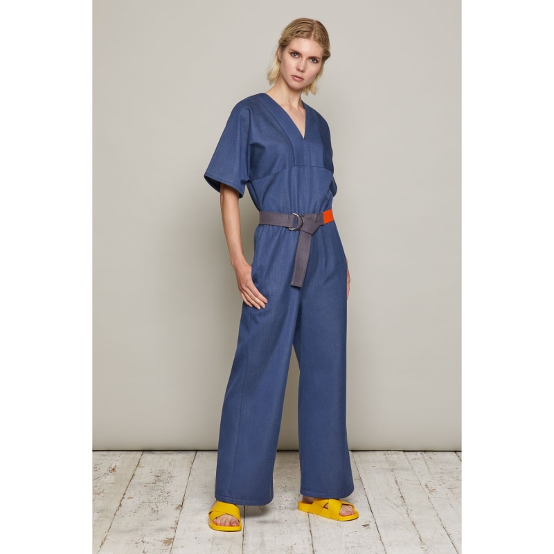 Thumbnail of Fiona Organic Denim Jumpsuit In Navy image