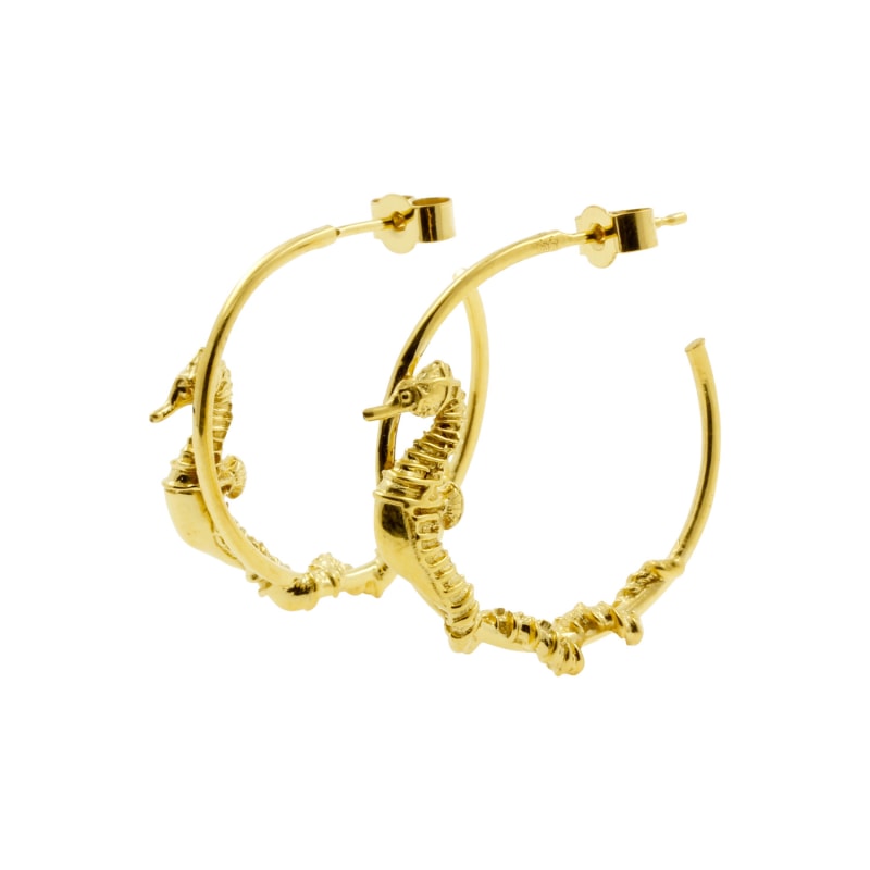 Thumbnail of Seahorse Hoop Earrings – Gold image