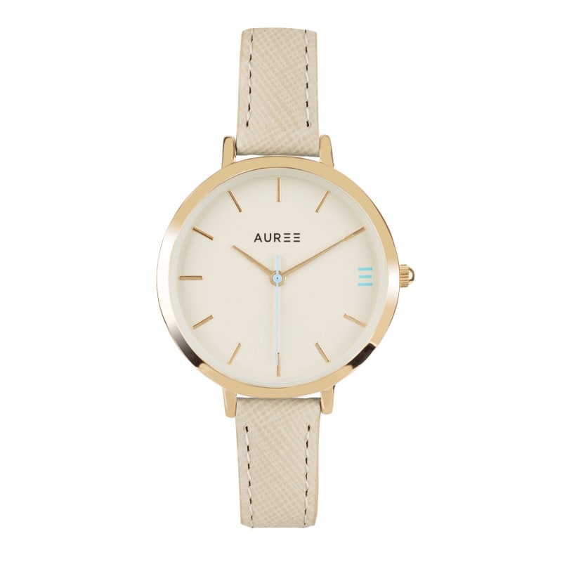 Thumbnail of Montmartre Yellow Gold Watch With Almond & Pale Blue Strap image
