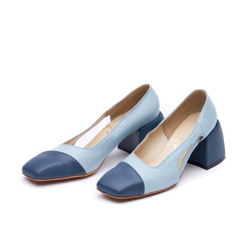light blue leather heels
