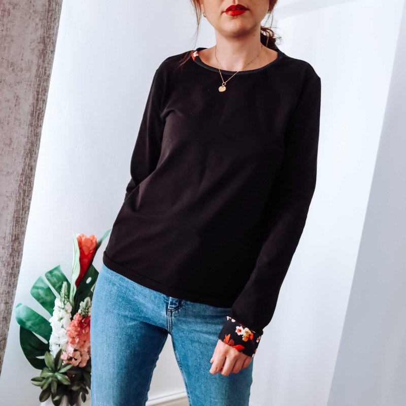 Thumbnail of Black Long Sleeve Cotton Top image