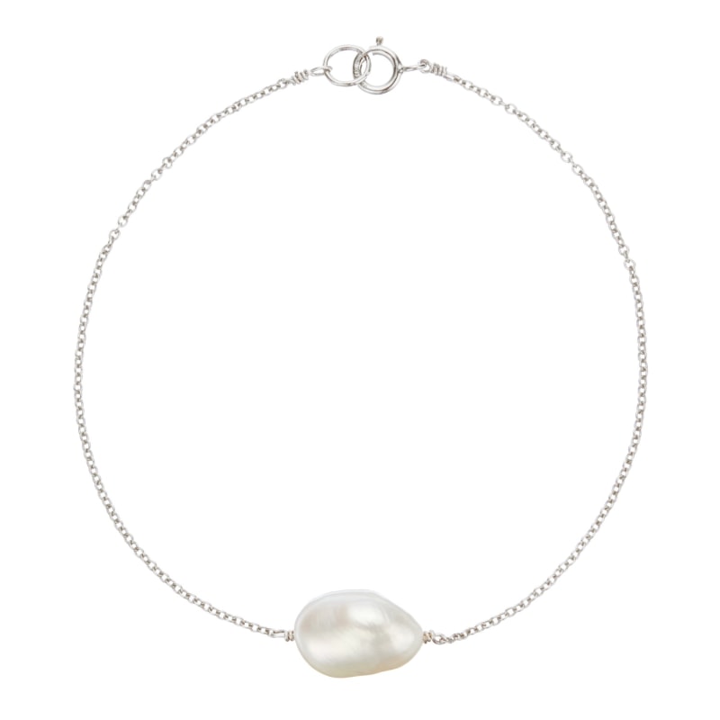 Single pearl hotsell bracelet silver