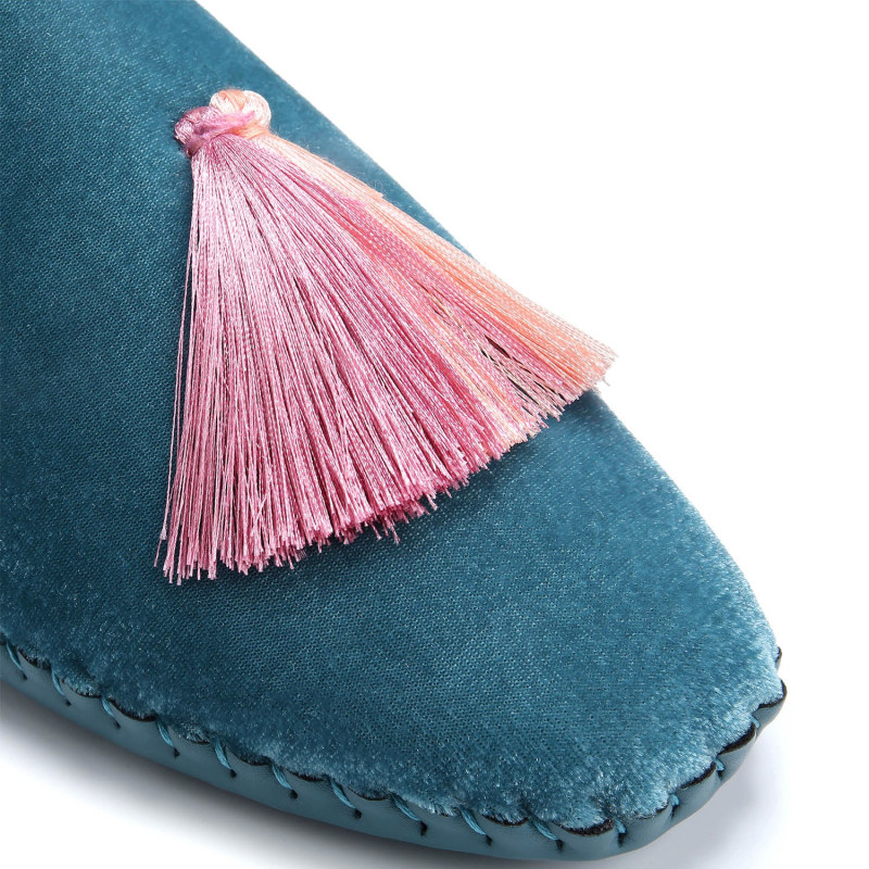 Thumbnail of Women Classic Handmade Slippers - Blue image