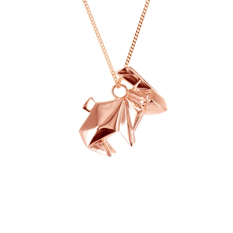 Rabbit Necklace Pink Gold Plated Origami Jewellery Wolf Badger