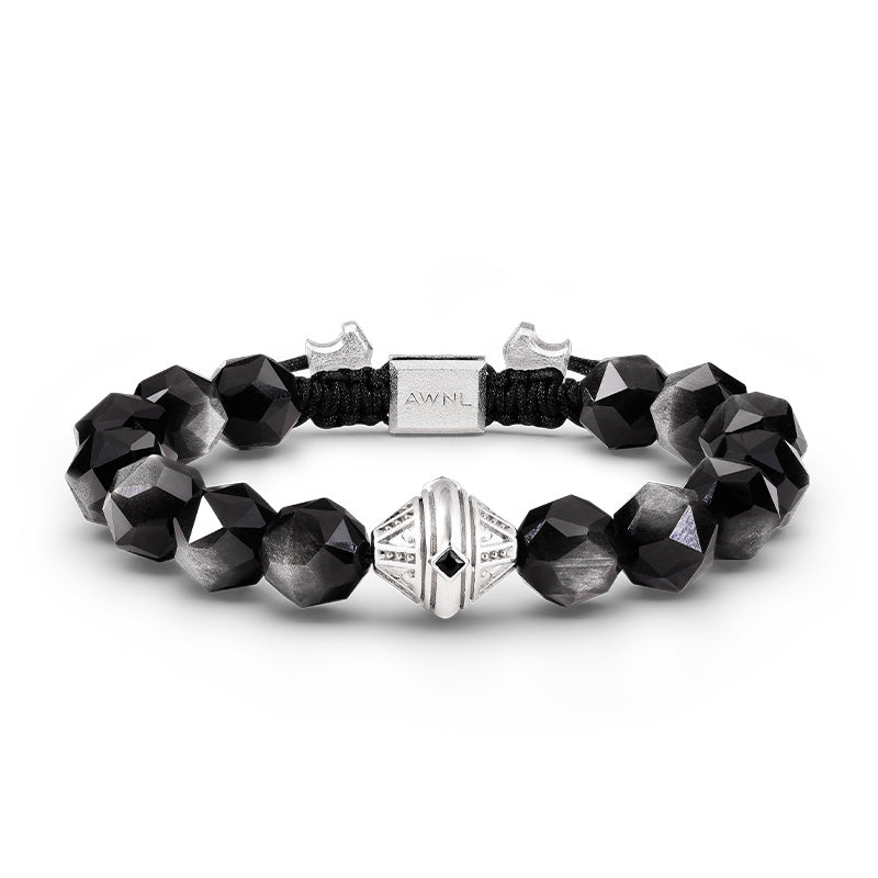 Thumbnail of Silver Obsidian Beacon Beaded Bracelet image