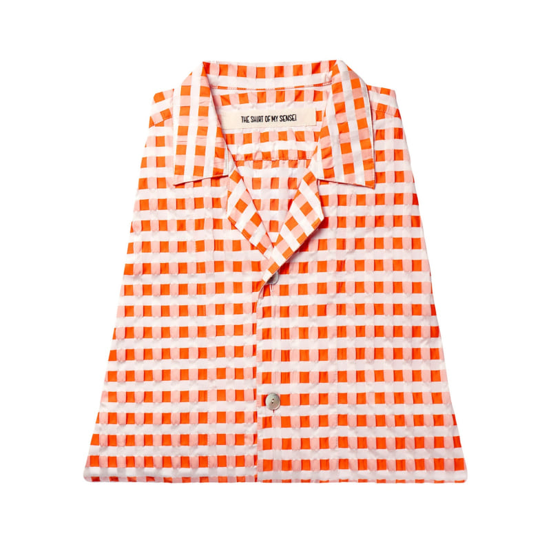 Thumbnail of Yukata Shirt in Neon Orange Gingham image