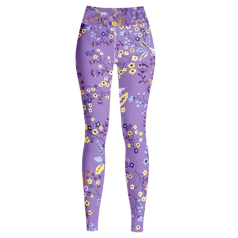 Thumbnail of High Waist Yoga Leggings In Purple Garden image