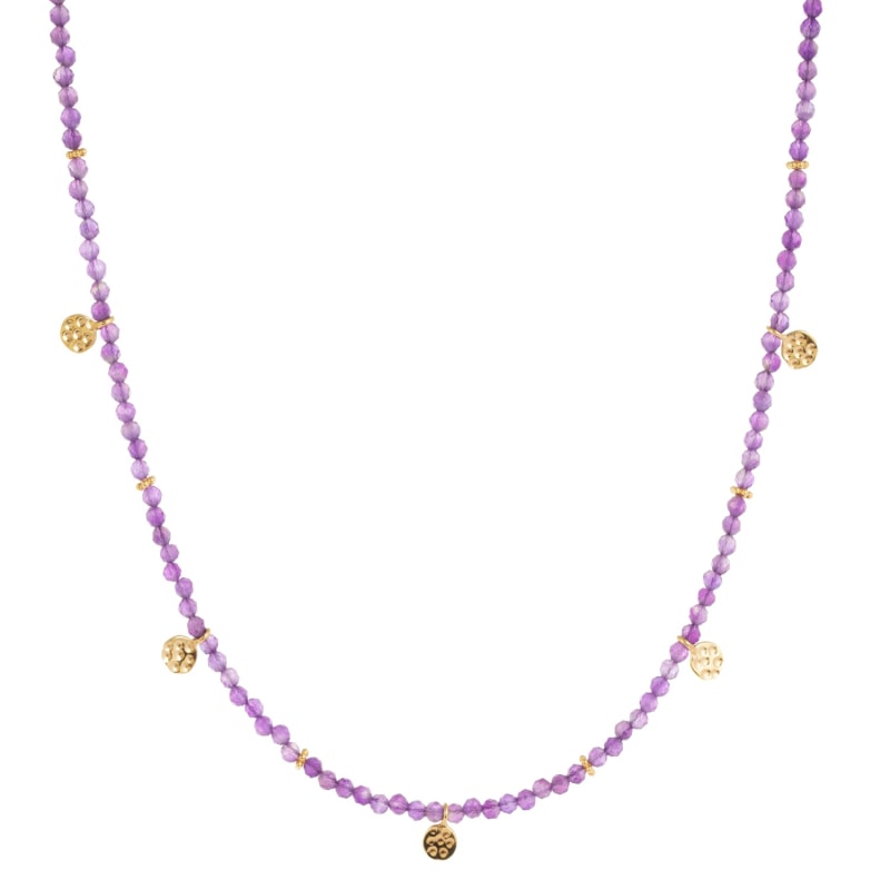 Thumbnail of Eva Amethyst Reversible Necklace With Gold Discs image