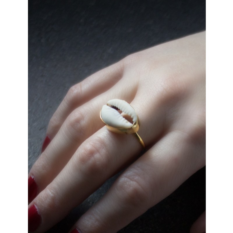 Cowrie Shell Ring 18k Gold Filled