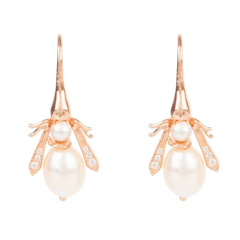 Thumbnail of Pearl Honey Bee Earrings Rosegold image