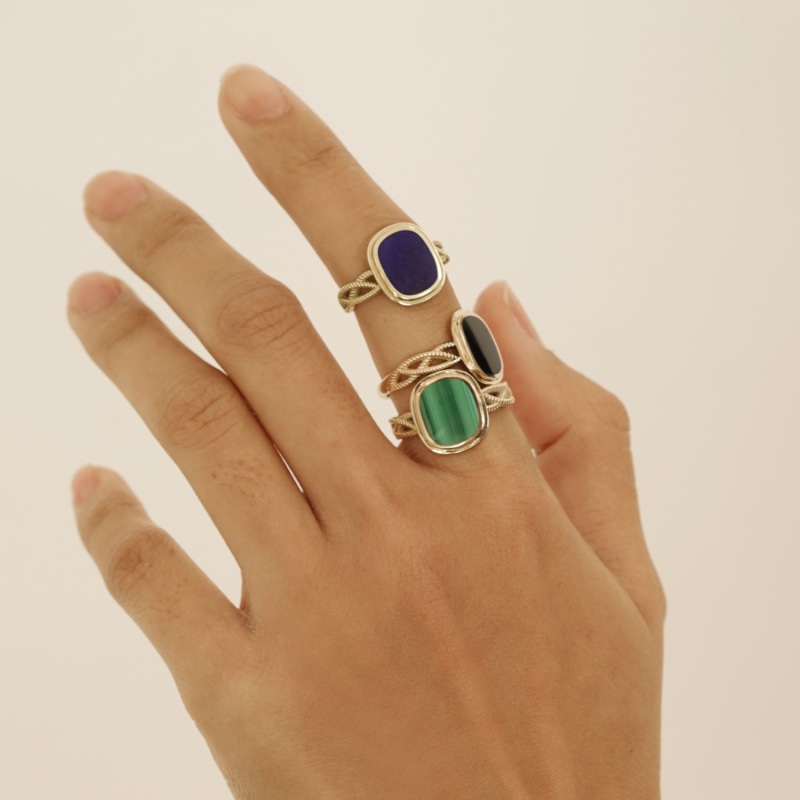 Thumbnail of KāLa Ring 14K Solid Gold With Malachite image