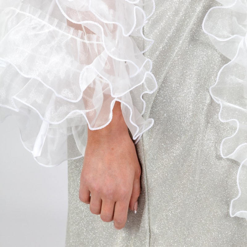 Thumbnail of Bijou - Silver Shimmery Lurex Robe With White Frilly Chiffon image