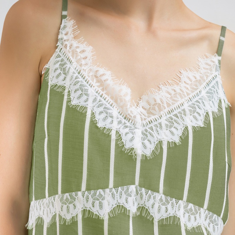 Thumbnail of Lace Cleavage Striped Camisole Top image