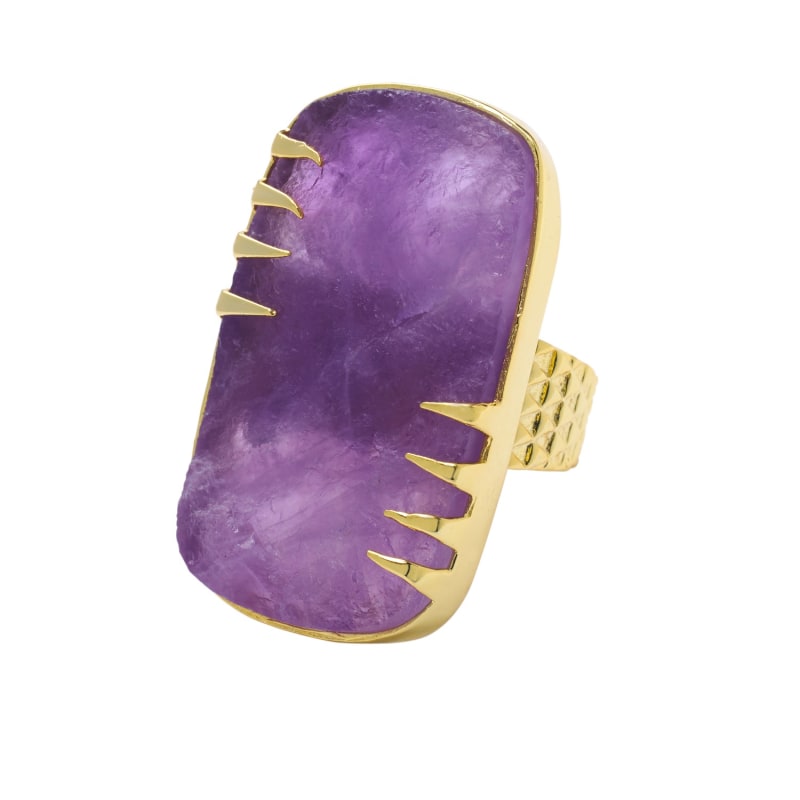 Thumbnail of Embrace Amethyst Gemstone Gold Statement Ring image