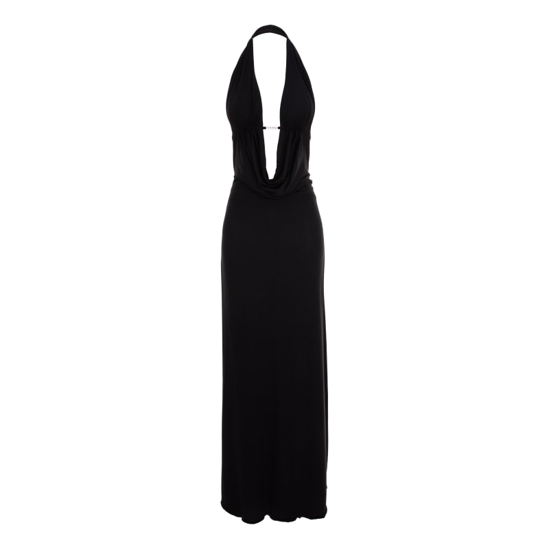 Thumbnail of Kali Draped Open Back Black Dress image