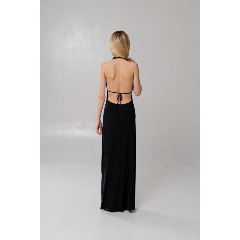 Thumbnail of Kali Draped Open Back Black Dress image