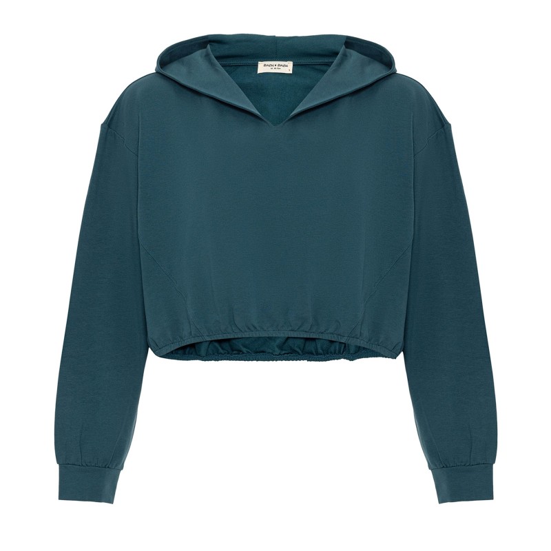 Green crop top hoodie top