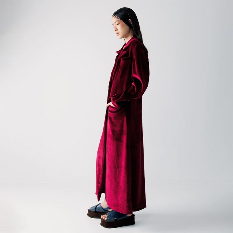 Thumbnail of Karly Maroon Velvet Outerwear Coat image