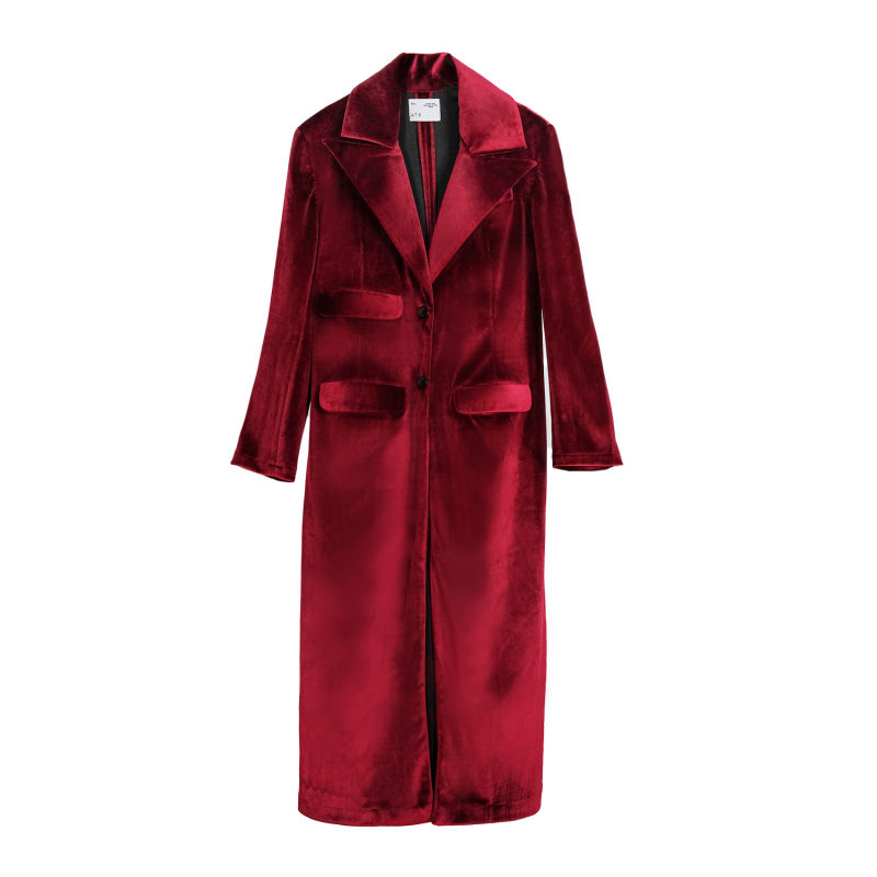 Thumbnail of Karly Maroon Velvet Outerwear Coat image